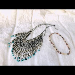 Jewelry Bundle: 1 Bib Necklace & 1 Anklet